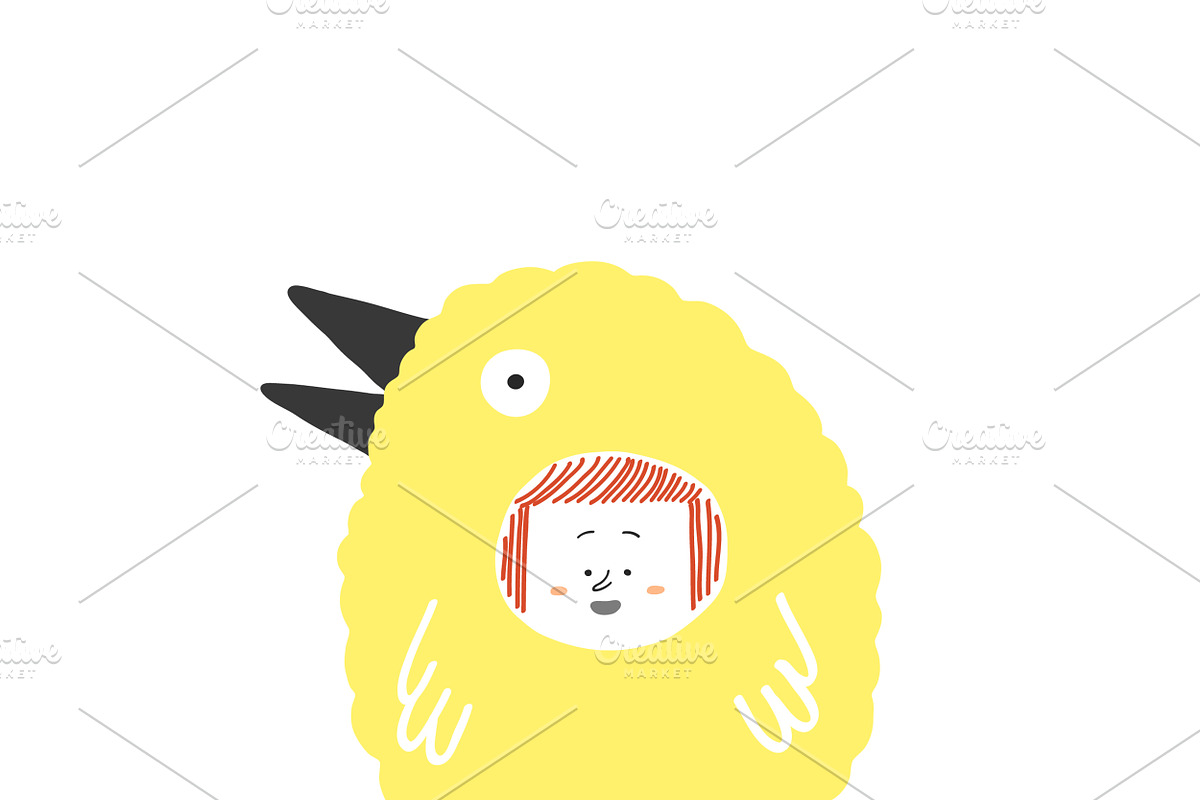 Girl in a bird costume in Illustrations - product preview 8