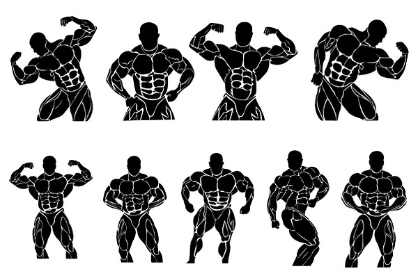 bodybuilding icons, vector