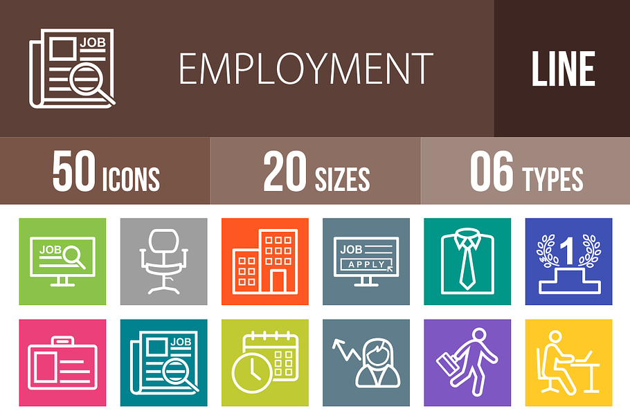 50 Employment Line Multicolor Icons