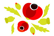 Red Poppy icons set