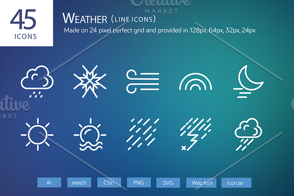 45 Weather Line Icons