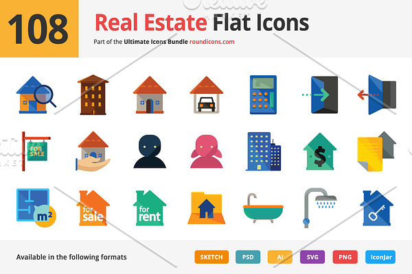 108 Real Estate Flat Icons