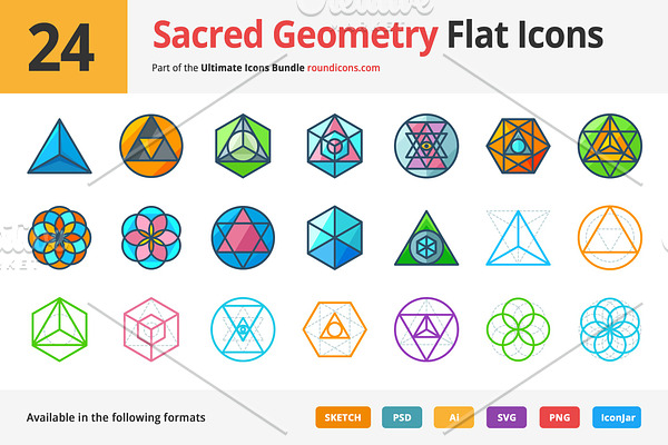 24 Sacred Geometry Flat Icons