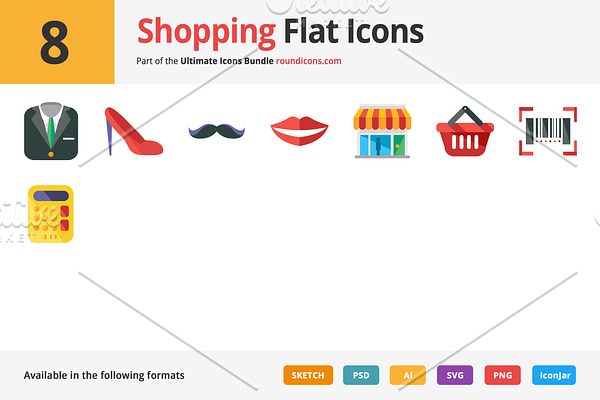 8 Shopping Flat Icons