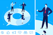 Teamwork. Business meeting(+6 icons)