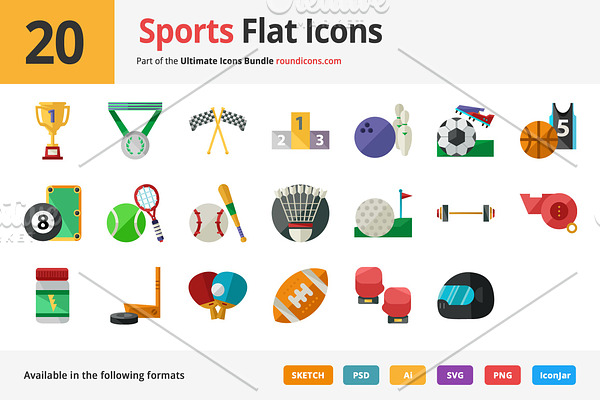 20 Sports Flat Icons