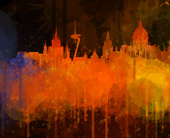 Barcelona Cityscape Skyline  in Illustrations - product preview 1