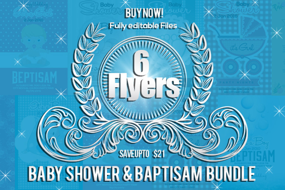 6 Baby Shower Baptisam Flyer Bundle in Flyer Templates - product preview 8