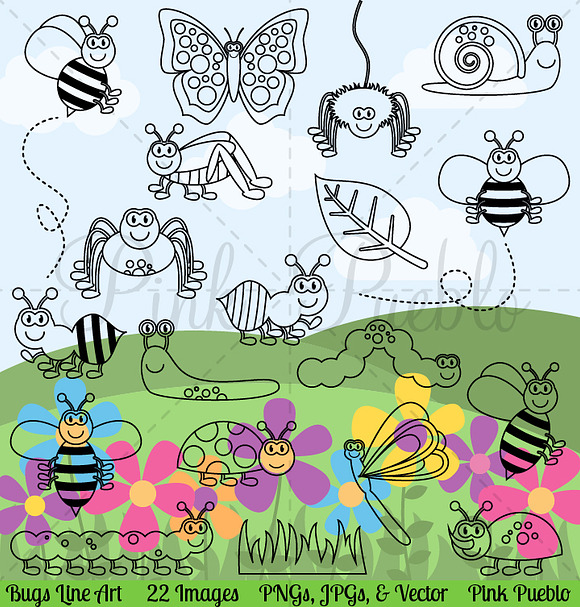 Bug Digital Stamps, Clipart & Vector in Illustrations - product preview 1