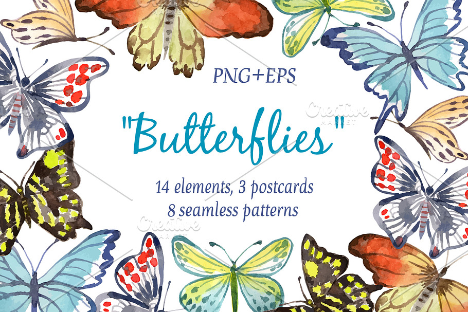 Watercolor  set  "Butterflies" in Illustrations - product preview 8