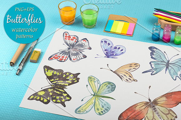 Watercolor  set  "Butterflies" in Illustrations - product preview 1