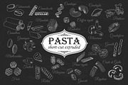 Hand drawn pasta set.