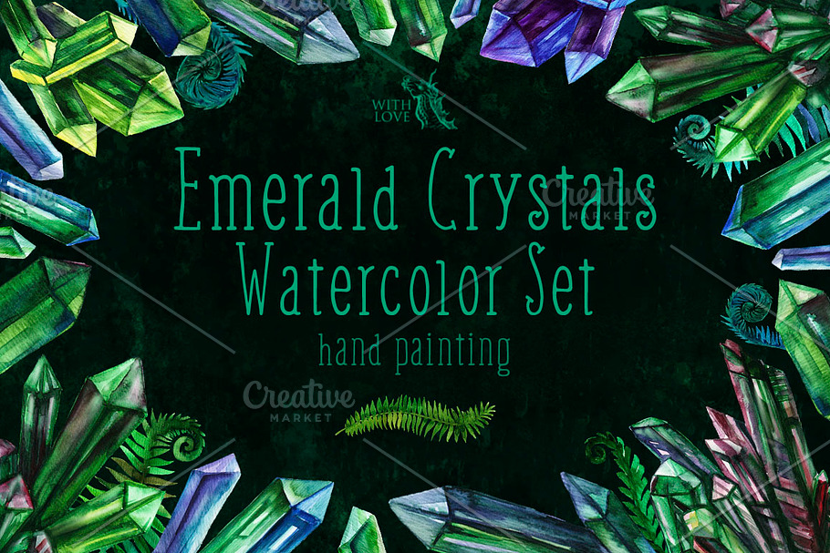 Emerald Crystals Watercolor Set
