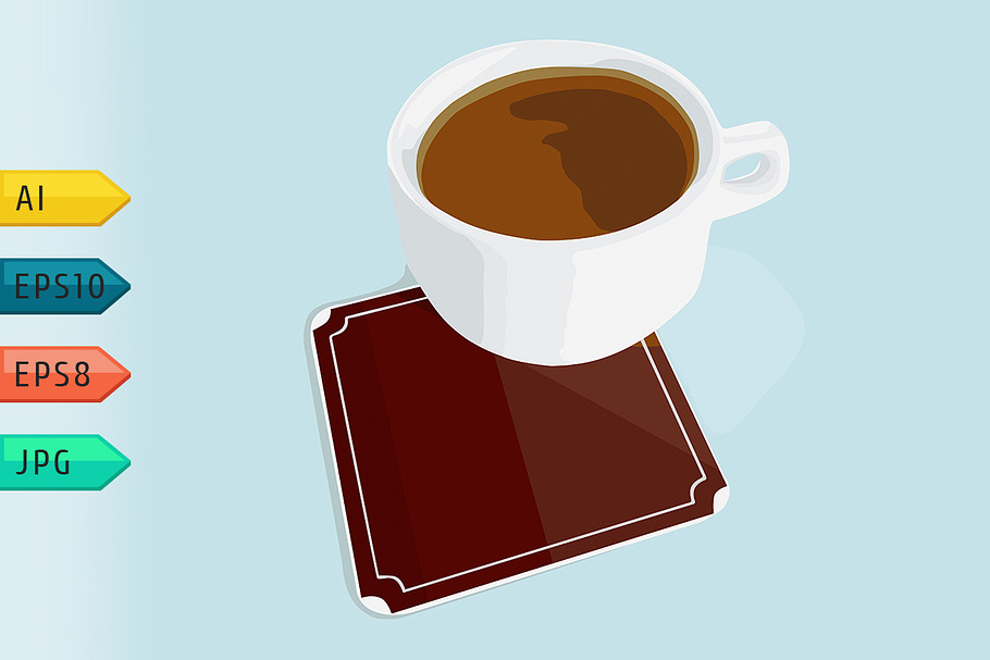 Cup of coffee on the beermat. in Illustrations - product preview 8