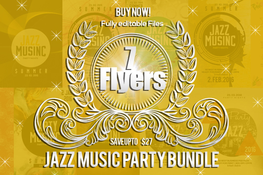 7 Jazz Music Party Flyer Bundle