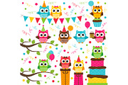 Digital Owl Party Clip Art