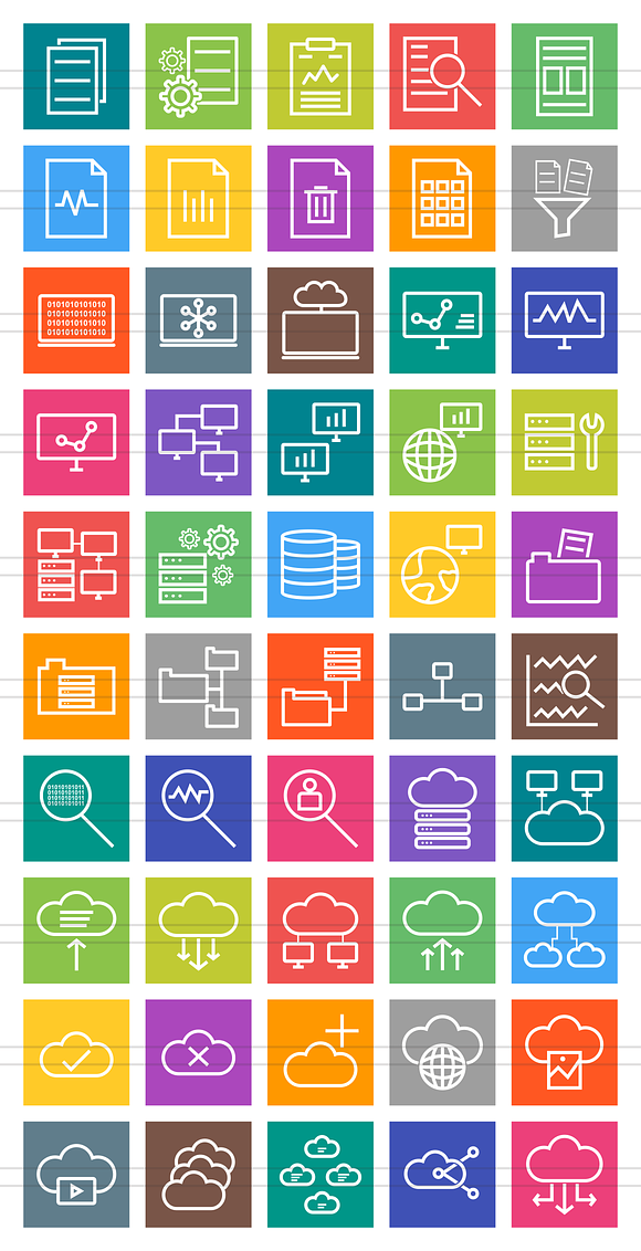 50 Data Sharing Line Multicolor Icon in Graphics - product preview 1