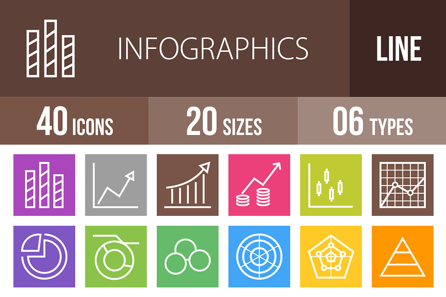 40 Infographic Line Multicolor Icons