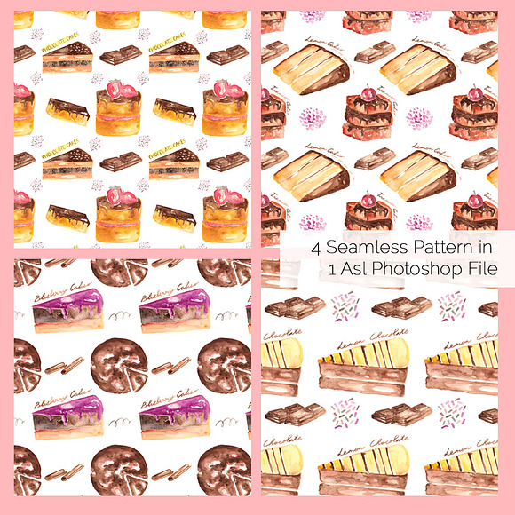 Chocolate Cakes Watercolor  in Illustrations - product preview 2