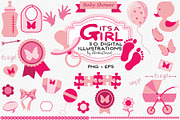 It's a Girl - Baby Shower Cliparts