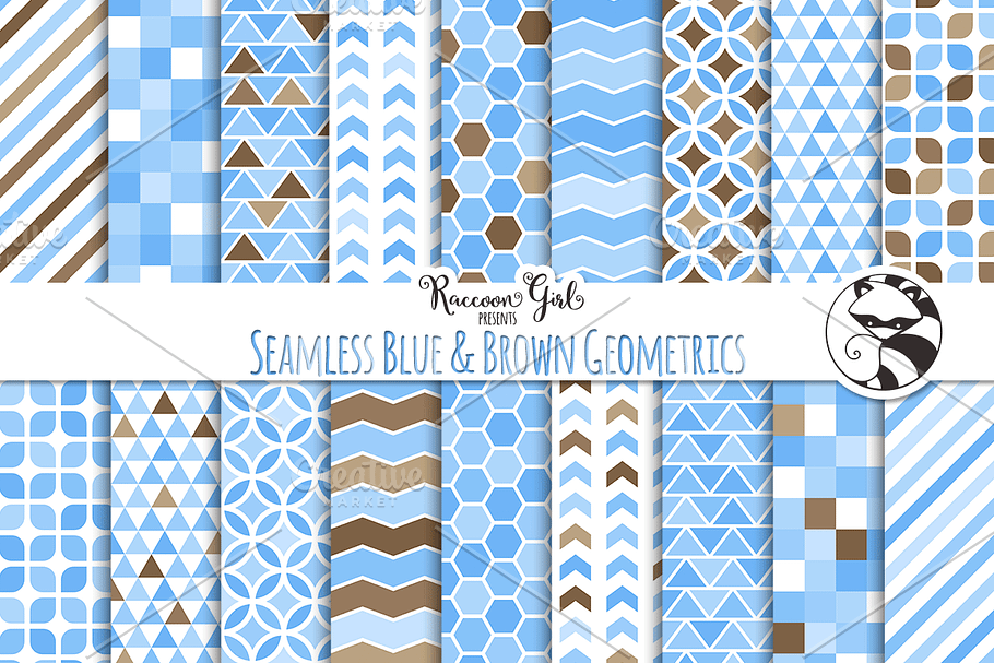 Seamless Blue & Brown Geometrics in Patterns - product preview 8