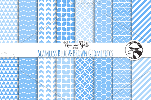 Seamless Blue & Brown Geometrics in Patterns - product preview 1