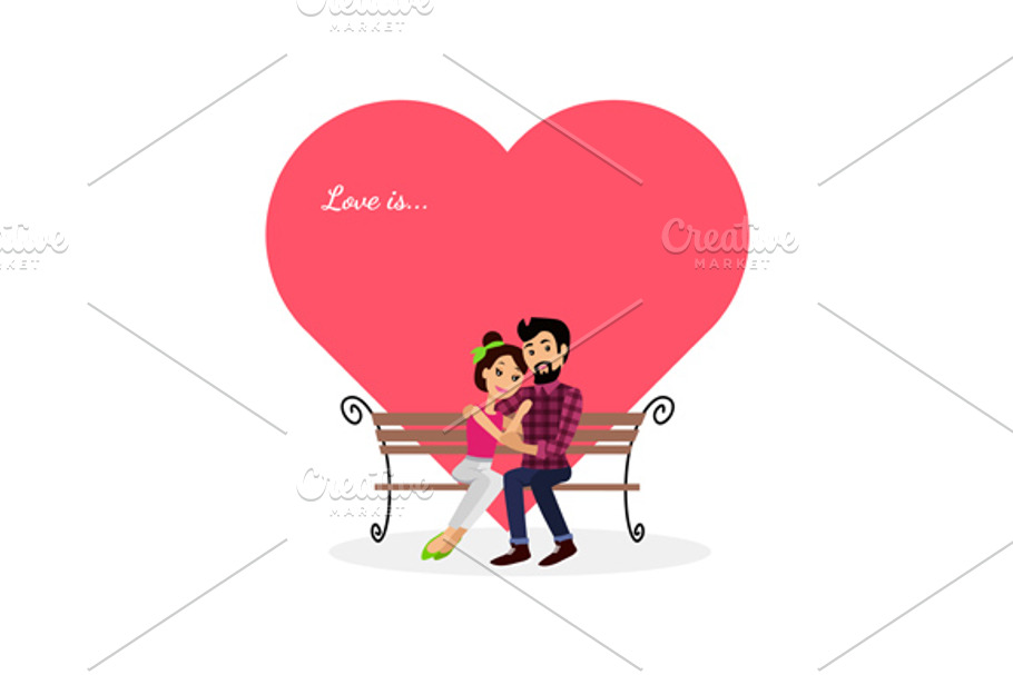 Couple Sitting on Bench in Illustrations - product preview 8