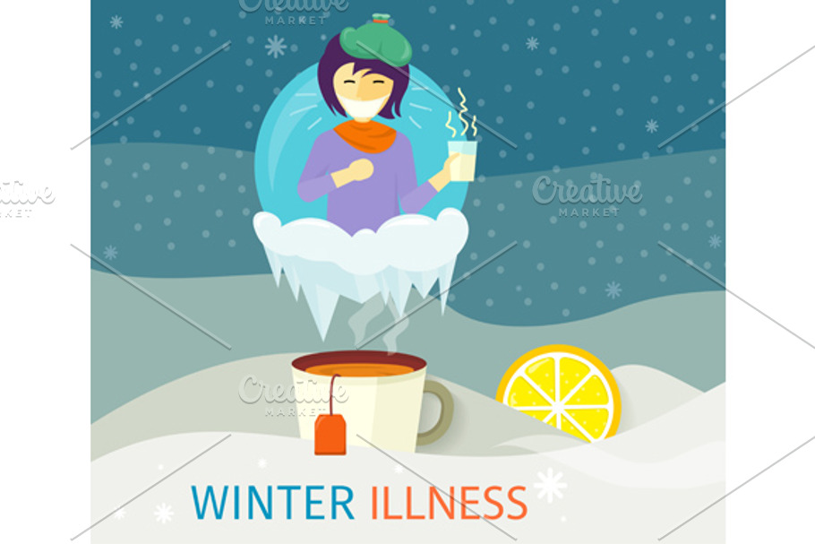 Winter Illness Season People Design in Illustrations - product preview 8