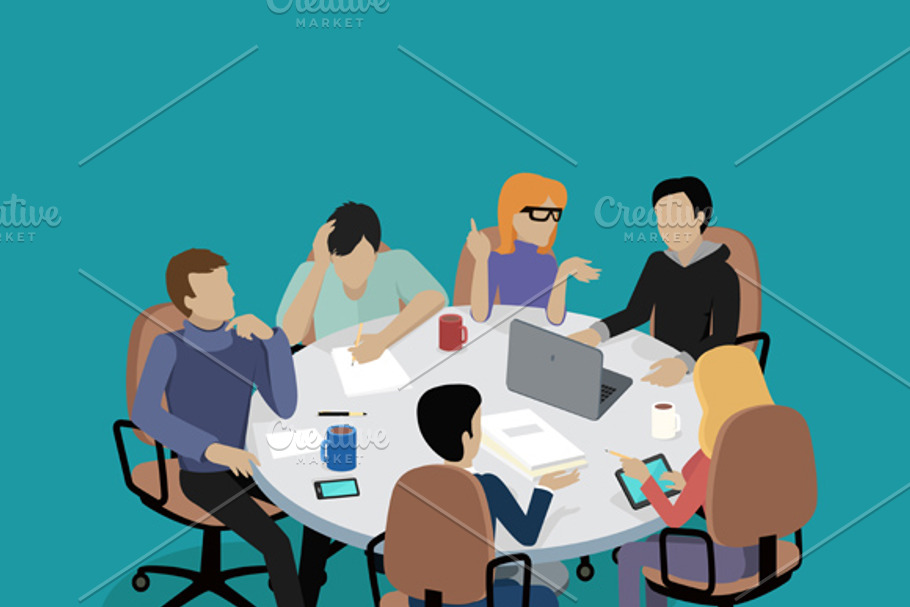 Meeting and Discussion Briefing in Illustrations - product preview 8