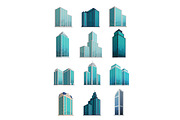 Set Icons Skyscrapers Buildings