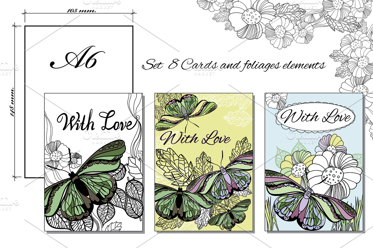 Set of 8 Cards A6 in Postcard Templates - product preview 8
