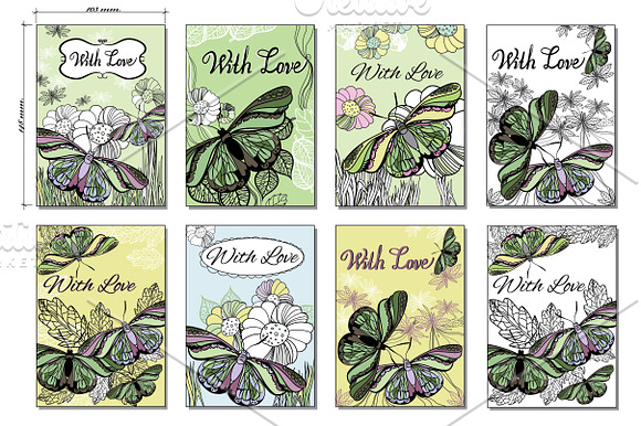 Set of 8 Cards A6 in Postcard Templates - product preview 1