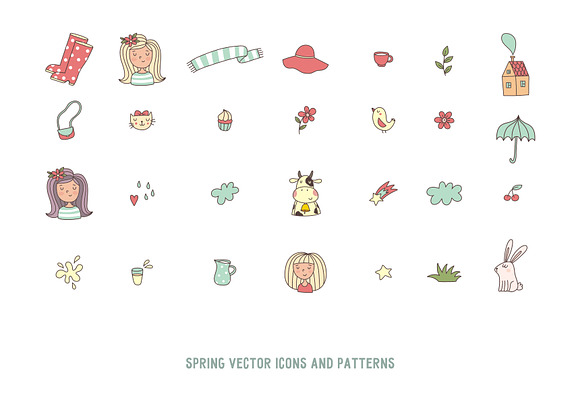 Spring vector icons and patterns in Patterns - product preview 1