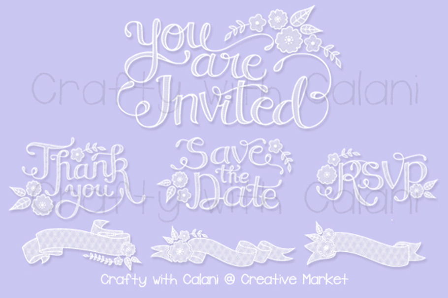 Lace Wedding Invitation Calligraphy in Illustrations - product preview 8