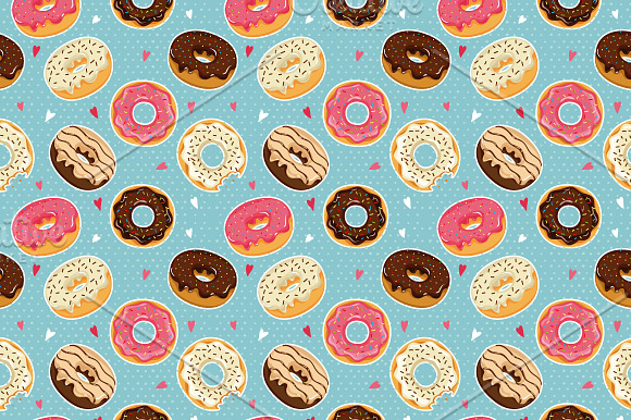 Cute donuts with colorful glazing in Graphics - product preview 1