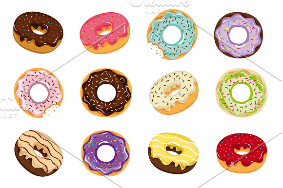 Cute donuts with colorful glazing in Graphics - product preview 2
