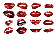 Set of 16 glamour vinous lips 