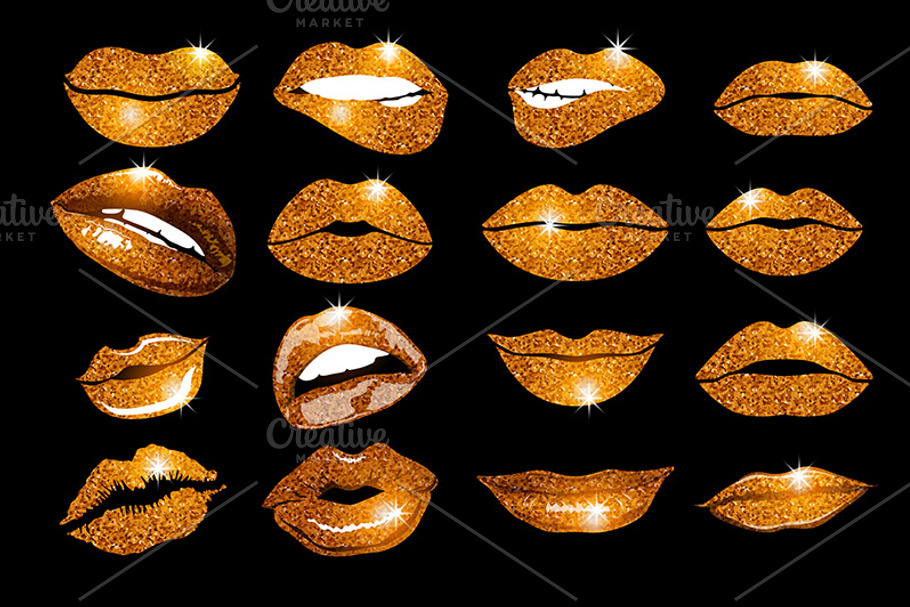 Set of 16 glamour orange lips in Graphics - product preview 8