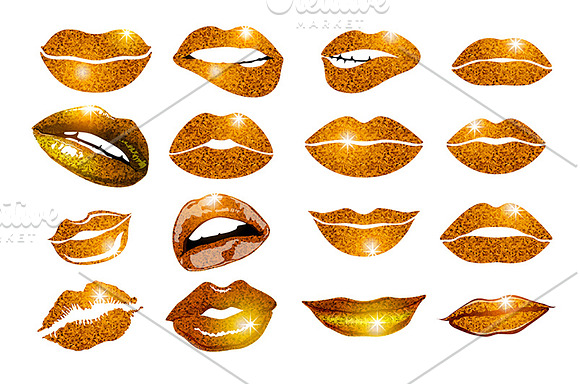 Set of 16 glamour orange lips in Graphics - product preview 1