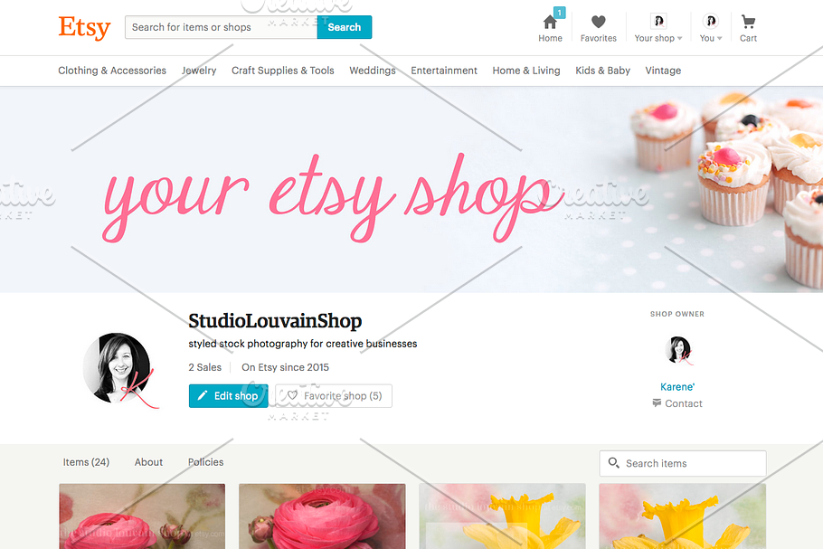 Etsy Shop Cover Photo - cupcakes 2 in Product Mockups - product preview 8