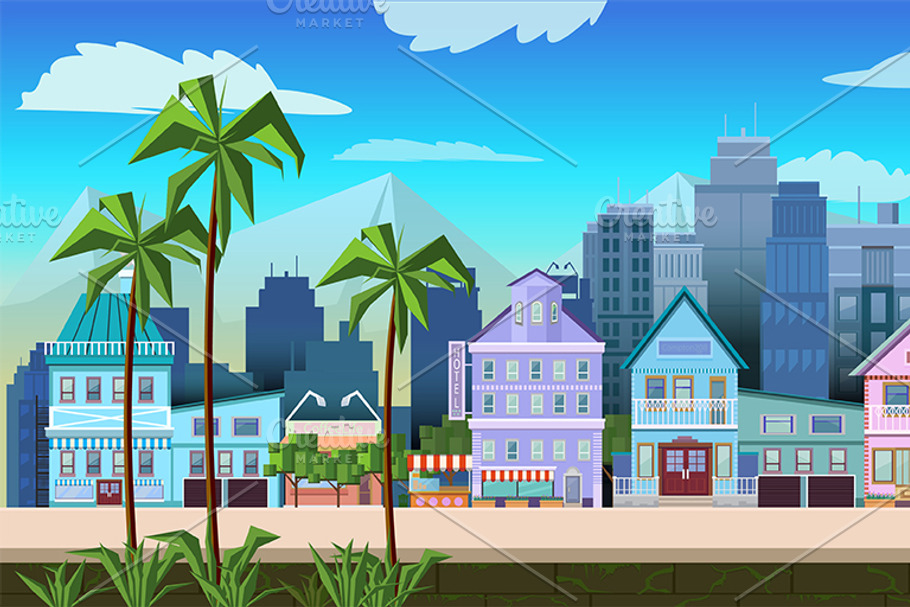 City Game Background Vector