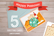 Passover cards icons and elements