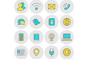 Communication outline icons flat