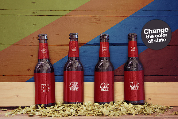 Wood Wall Malt 4 in 1 | Beer Mockup in Product Mockups - product preview 4