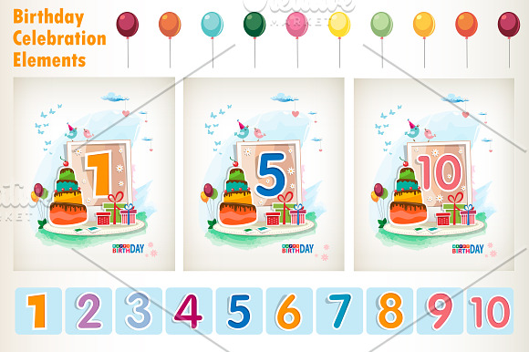 Happy Birthday. Cute cards in Illustrations - product preview 1