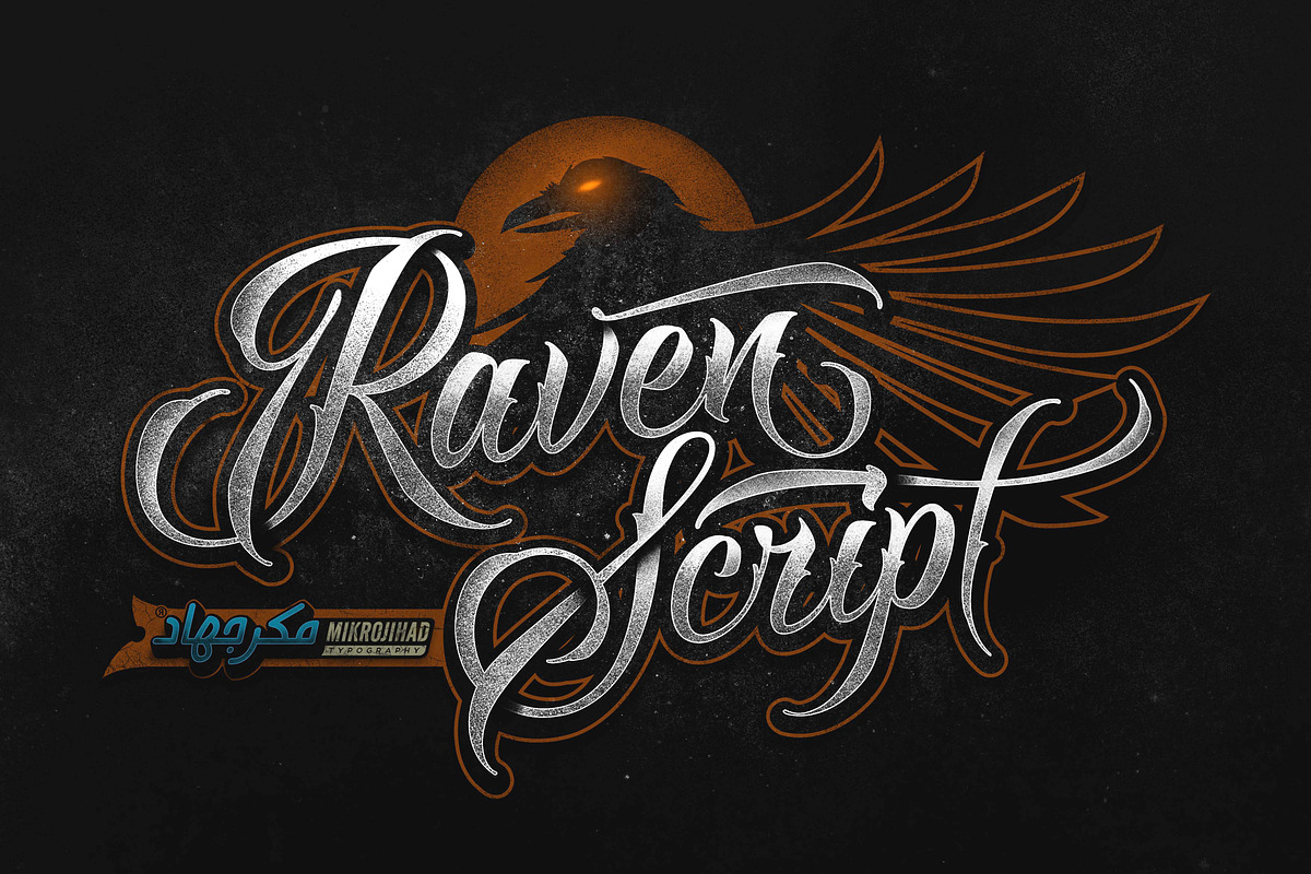 Raven Script in Tattoo Fonts - product preview 8