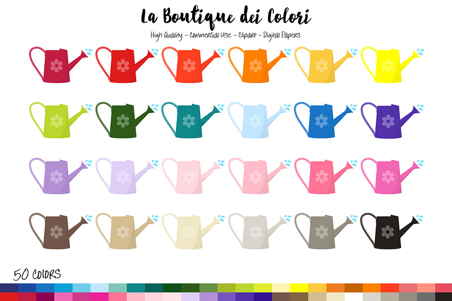 50 Rainbow Watering can Clipart in Patterns - product preview 8