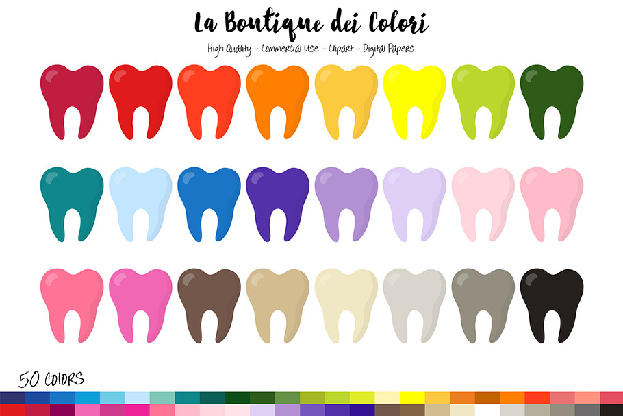 50 Rainbow Tooth Planner Clip art