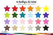50 Rainbow Solid color Star Clipart