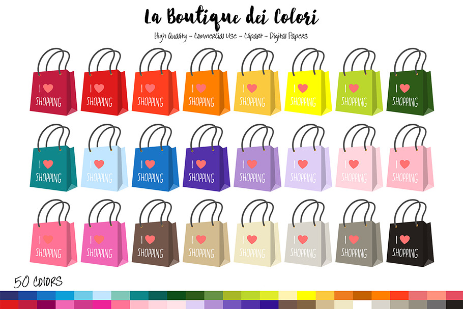 50 Rainbow Shopping bag Clipart